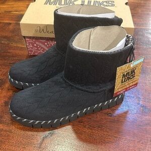 Muk Luks Women's Flexi Hoboken Boots Black 8 NIB